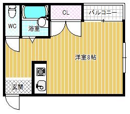コートAU(ワンルーム/2階)の間取り写真