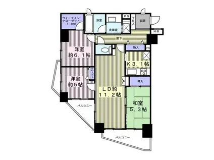 グランティオ平塚(3LDK/9階)の間取り写真