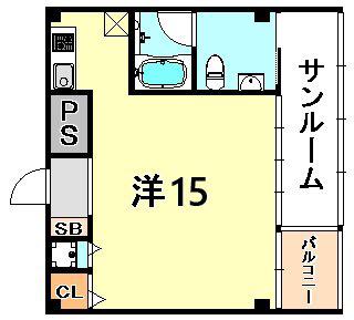 YSHOUSE 三宮II(ワンルーム/2階)の間取り写真