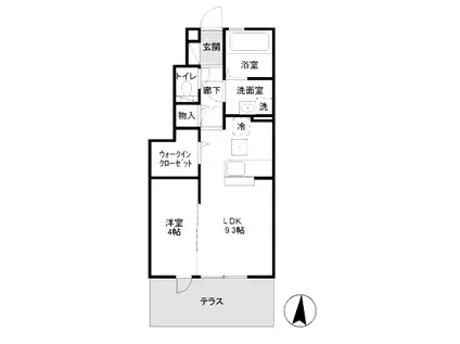 アムール光が丘A(1LDK/1階)の間取り写真