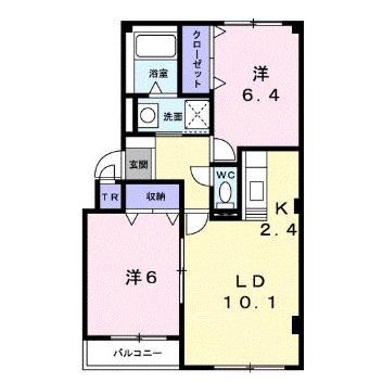 ジェルメ上野(2LDK/2階)の間取り写真
