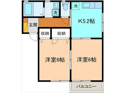 ディアスカルレ(2K/2階)の間取り写真