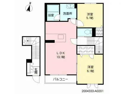 シャーメゾン京町(2LDK/2階)の間取り写真