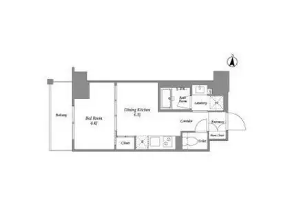 ウエリスアーバン住吉イースト(1DK/3階)の間取り写真