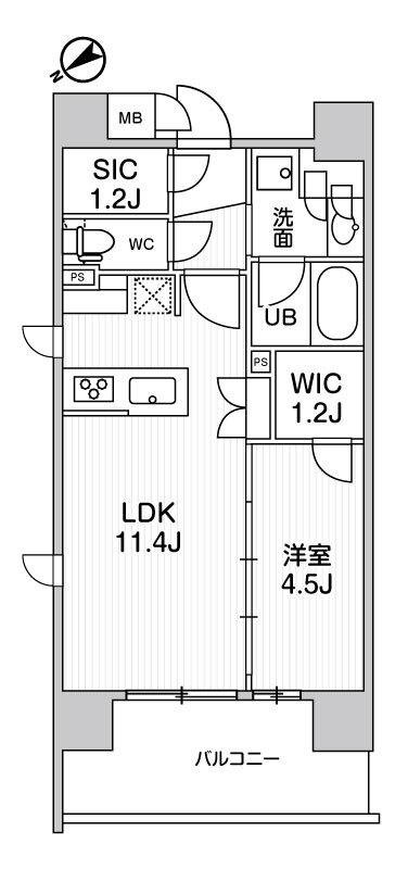 DUE入谷III(1LDK/8階)の間取り写真