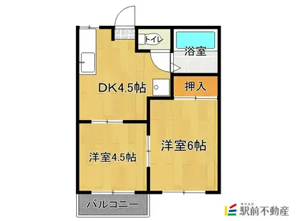 リゾートハイツ若宮B棟(2DK/2階)の間取り写真