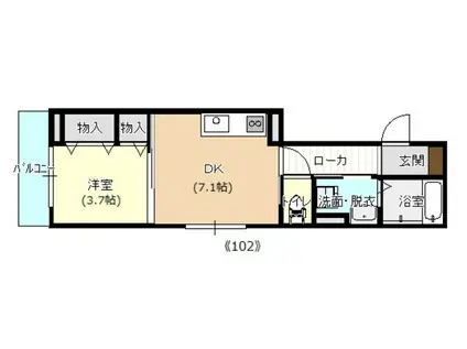 LCREW舟入南(1DK/1階)の間取り写真