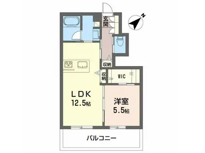 シャーメゾンにしむら(1LDK/1階)の間取り写真