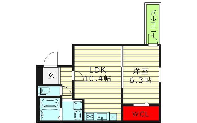STスクエア徳庵(1LDK/1階)の間取り写真