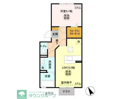 ヴェルデコリーナ 弐番館(1LDK/1階)の間取り写真