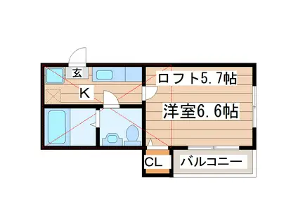 STAGE長町(1K/2階)の間取り写真