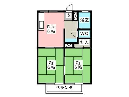 フジックスA(2DK/2階)の間取り写真