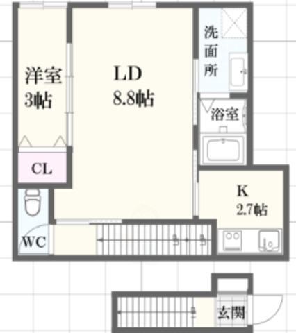 ボヌール妻鹿駅前(1LDK/2階)の間取り写真