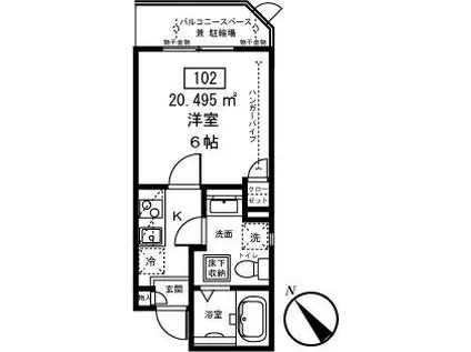 BLISS NAKANO(1K/1階)の間取り写真