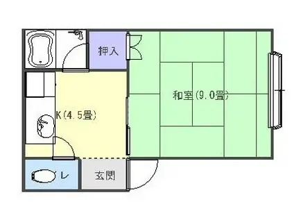 ベルフォール・イン(1DK/2階)の間取り写真