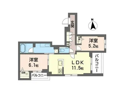 目黒ガーディアンヒルズ(2LDK/3階)の間取り写真