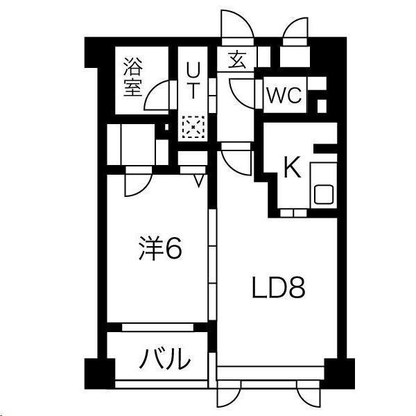 グランビュー晩翠通(1LDK/8階)の間取り写真