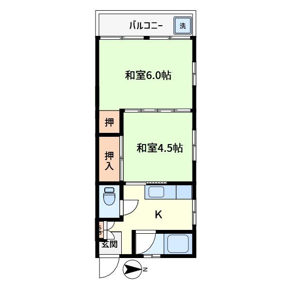 綾瀬パークハイツ(2K/2階)の間取り写真