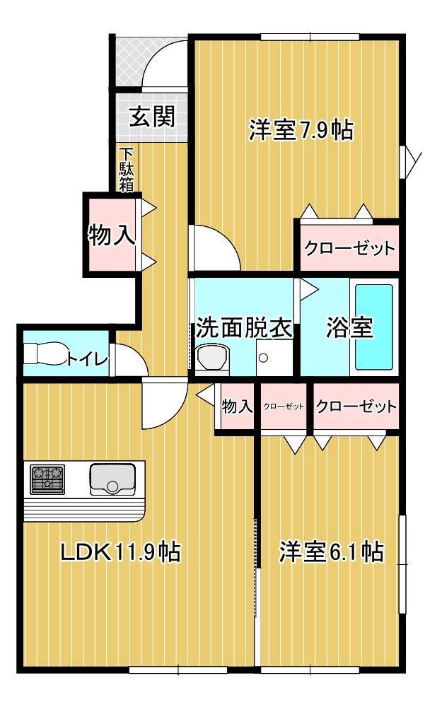 DIA MOOR III(2LDK/1階)の間取り写真
