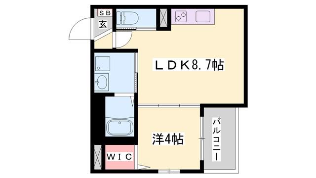 HABITASION京口(1LDK/1階)の間取り写真
