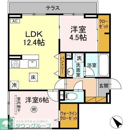 セレミュウ(2LDK/1階)の間取り写真