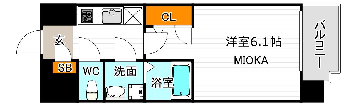 エスリード天王寺町北(1K/7階)の間取り写真