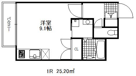 アルペジオ三宮(ワンルーム/3階)の間取り写真