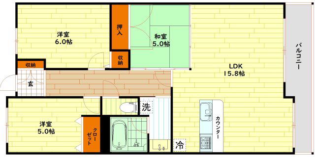 レジディア都島I(3LDK/2階)の間取り写真