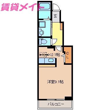 コルディアーレ南風(ワンルーム/1階)の間取り写真