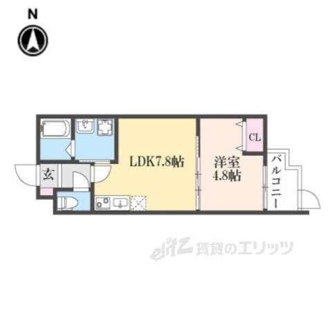 LEI椥辻(1LDK/3階)の間取り写真