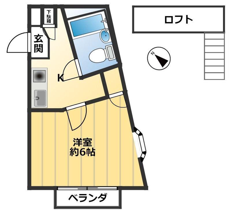 ジュネパレス千葉第31(1K/2階)の間取り写真