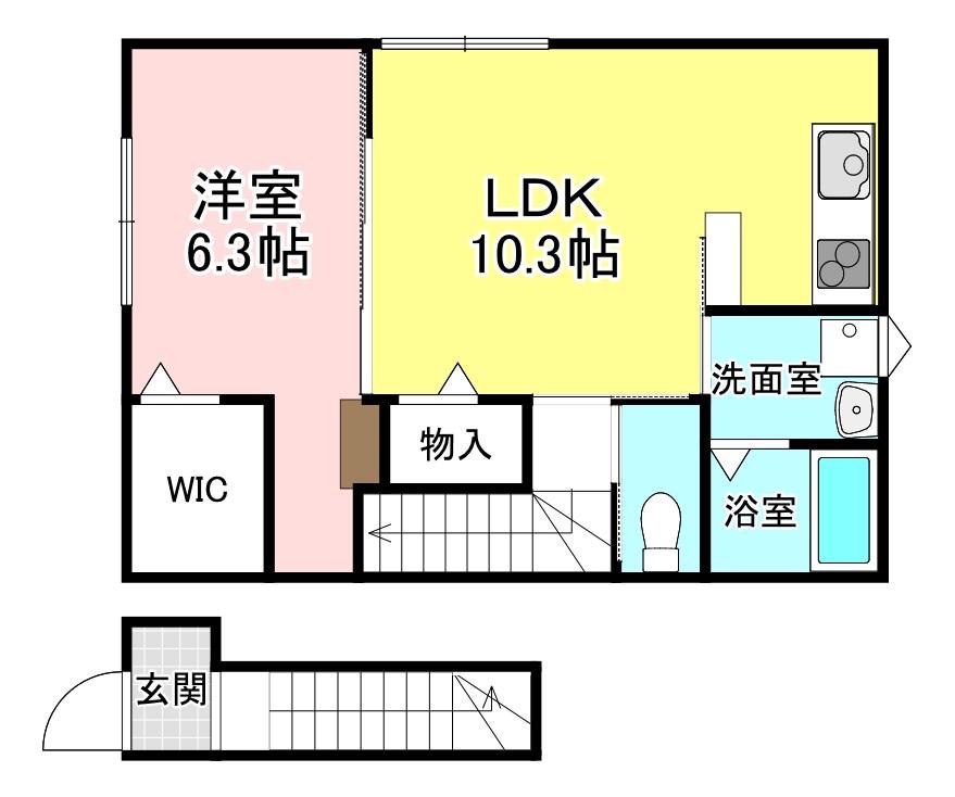 イシベセントラル(1LDK/2階)の間取り写真