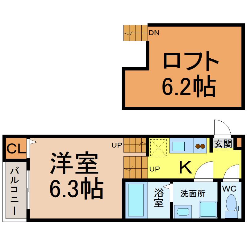 アーク東海通(1K/1階)の間取り写真