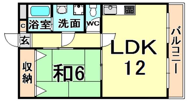 エンゼルコ宮前(1LDK/3階)の間取り写真