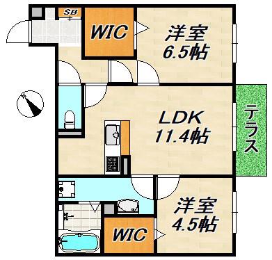 タウンコート(2LDK/1階)の間取り写真