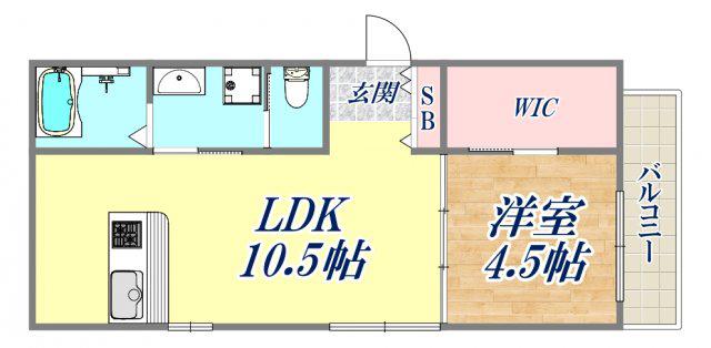 COURGE(1LDK/2階)の間取り写真
