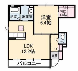 シャーメゾン W・E ウエスト棟(1LDK/1階)の間取り写真