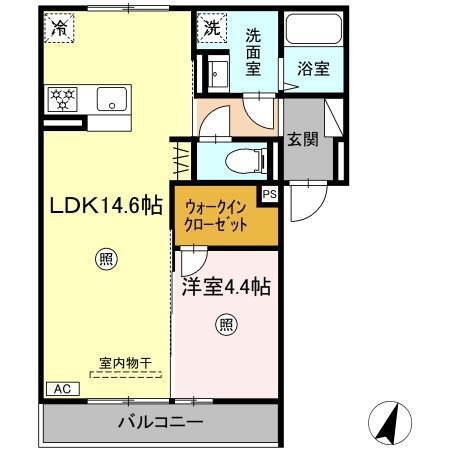MERCI HAYA(1LDK/2階)の間取り写真
