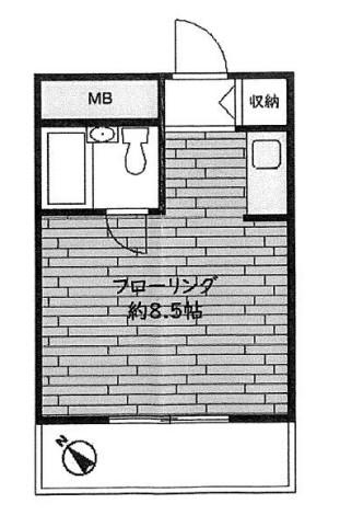ライオンズマンション平沼第5(ワンルーム/9階)の間取り写真