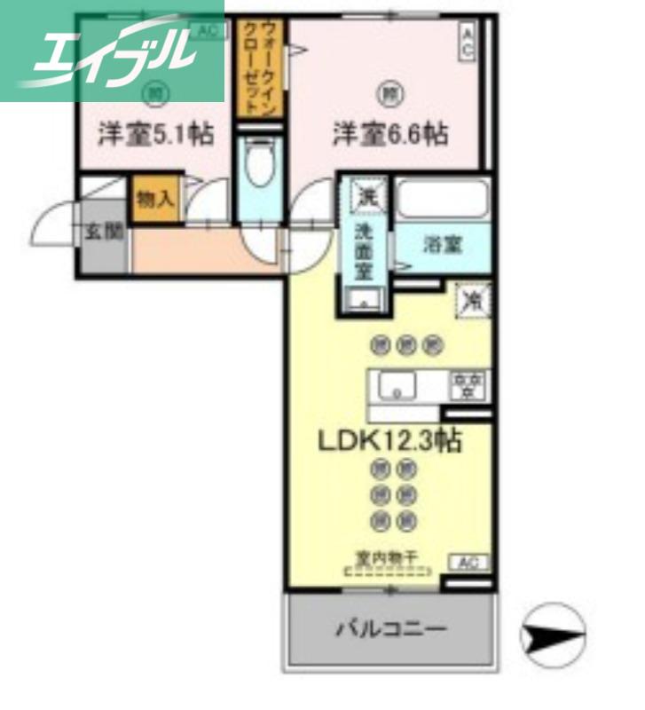 トリシア上中野(2LDK/2階)の間取り写真