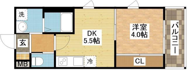 MODERN PALAZZO出雲(1DK/3階)の間取り写真