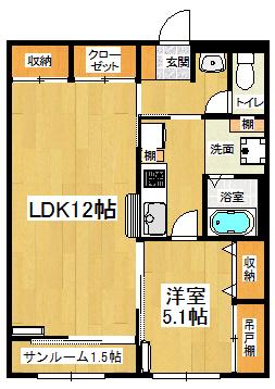 レオパレスカーサ鳴門(1LDK/1階)の間取り写真