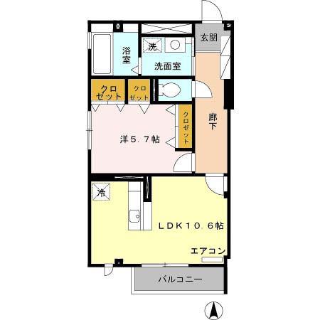 CHERRY COURT(1LDK/3階)の間取り写真
