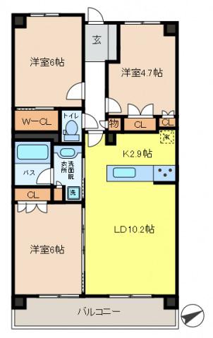 パレステージ金町(3LDK/5階)の間取り写真