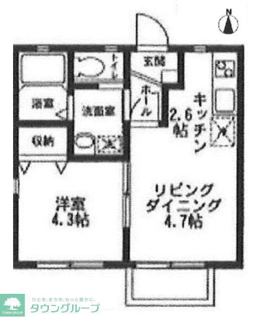 ソレイユ港南(1DK/1階)の間取り写真
