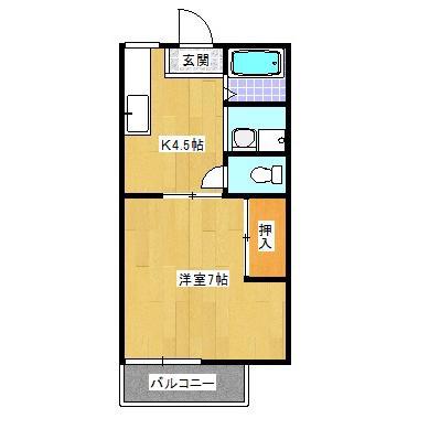 ファミーユ栄光(1K/1階)の間取り写真