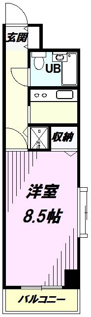 SAI西所沢(1K/5階)の間取り写真