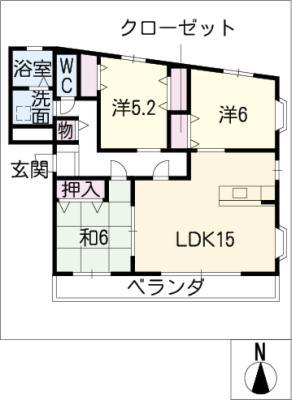 ハイドリーム谷口(3LDK/2階)の間取り写真