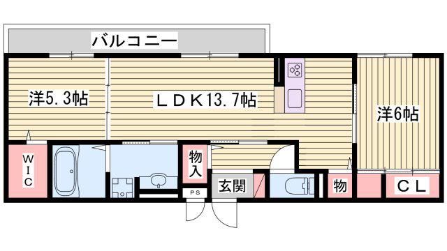 ポルト・ボヌール(2LDK/3階)の間取り写真