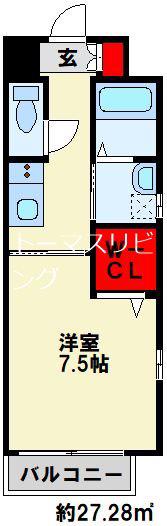 アピアランス歯大前 II(1K/5階)の間取り写真